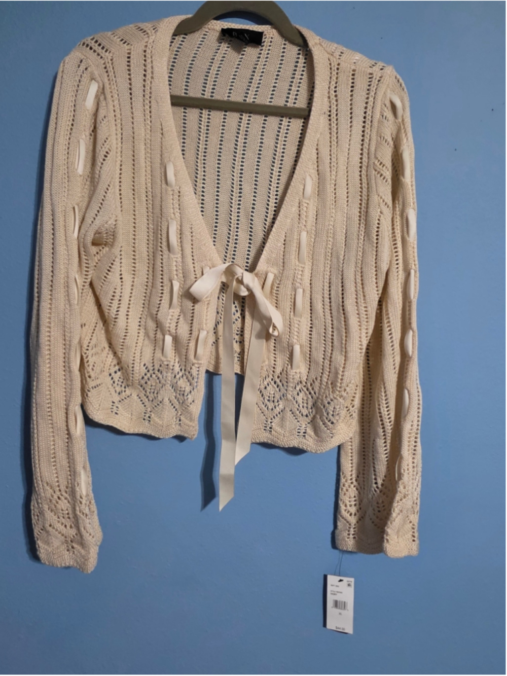 Women's BCX Ivory Open-Front Knit Cardigan Size XL nwt cottagecore trendy boho